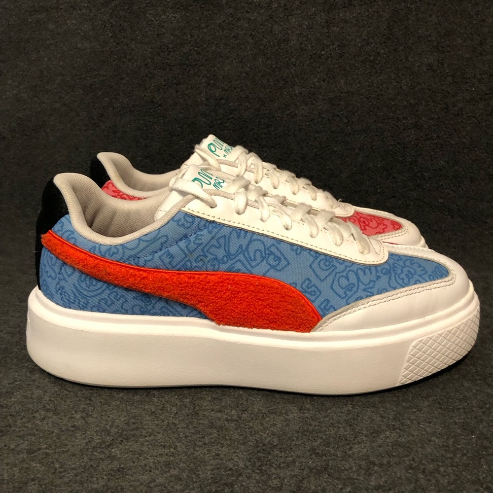 Puma Shoes Women’s Mr Doodle White Blue Red Platform Sneakers Size 8.5